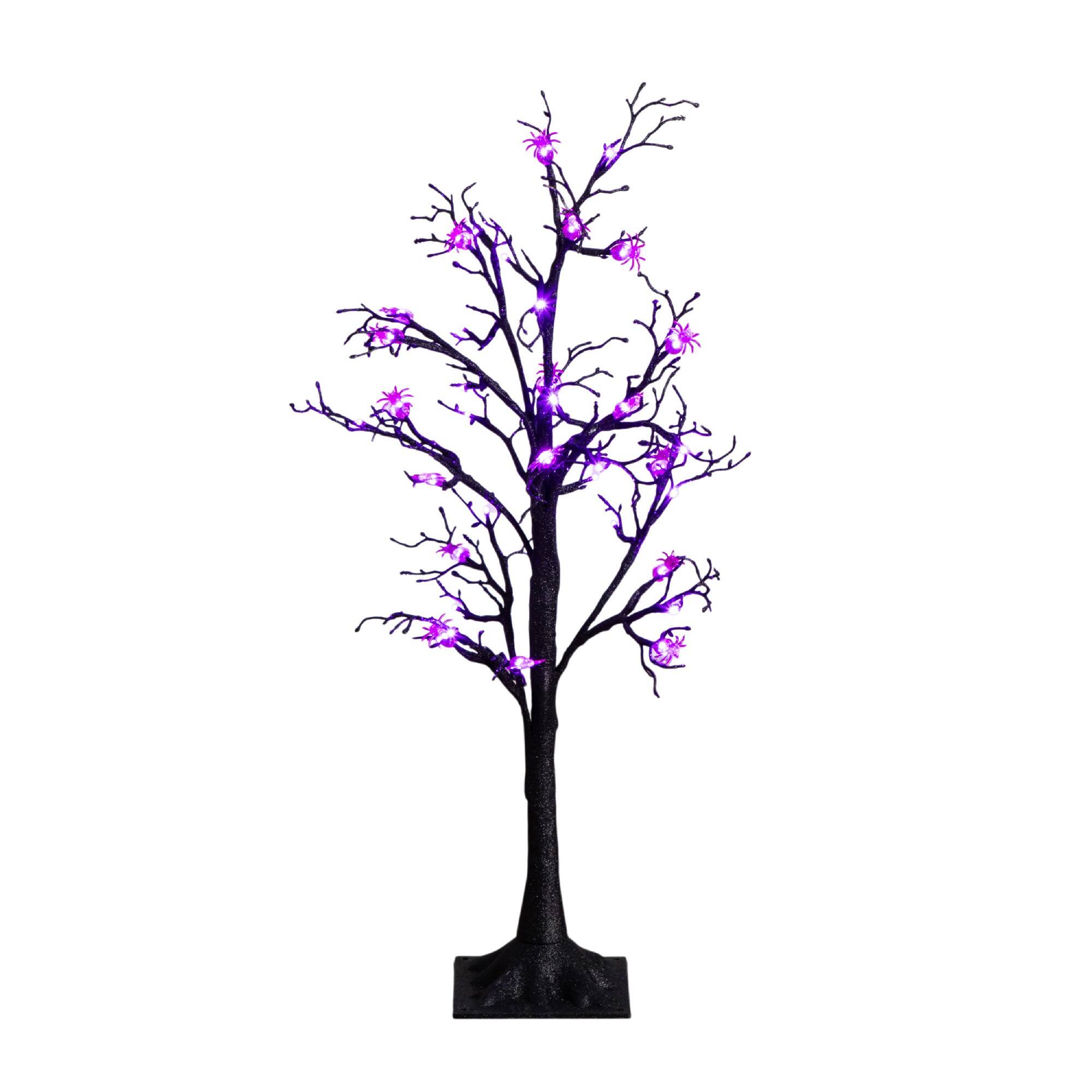 3ft. Pre-Lit Artificial Halloween Spider Twig Tree with 36 Purple LED Lights